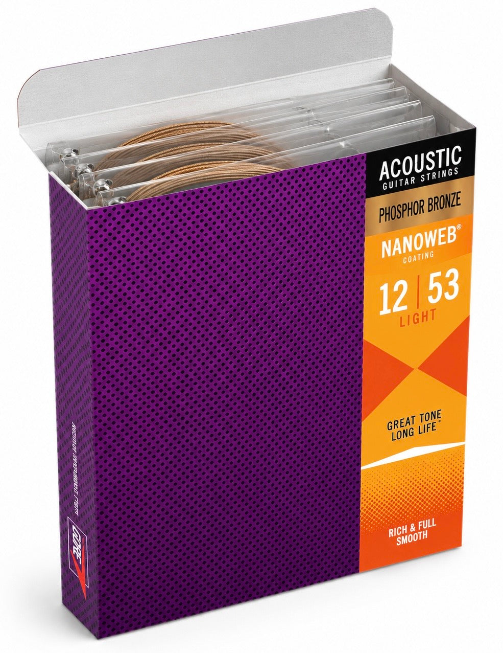 Acoustic Guitar Strings Phosphor Bronze 12-53 Light with Nanoweb Coating