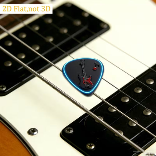 3D Electric Guitar Picks Set with Neon Blue Edge Design
