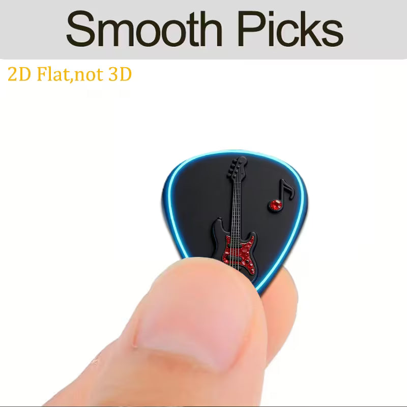 3D Electric Guitar Picks Set with Neon Blue Edge Design