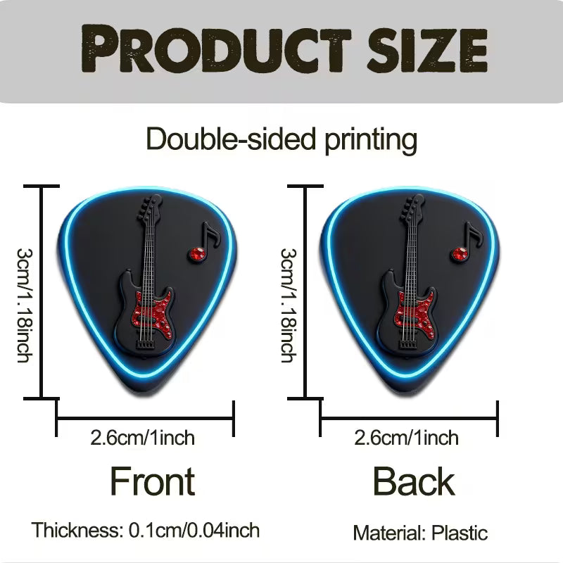 3D Electric Guitar Picks Set with Neon Blue Edge Design
