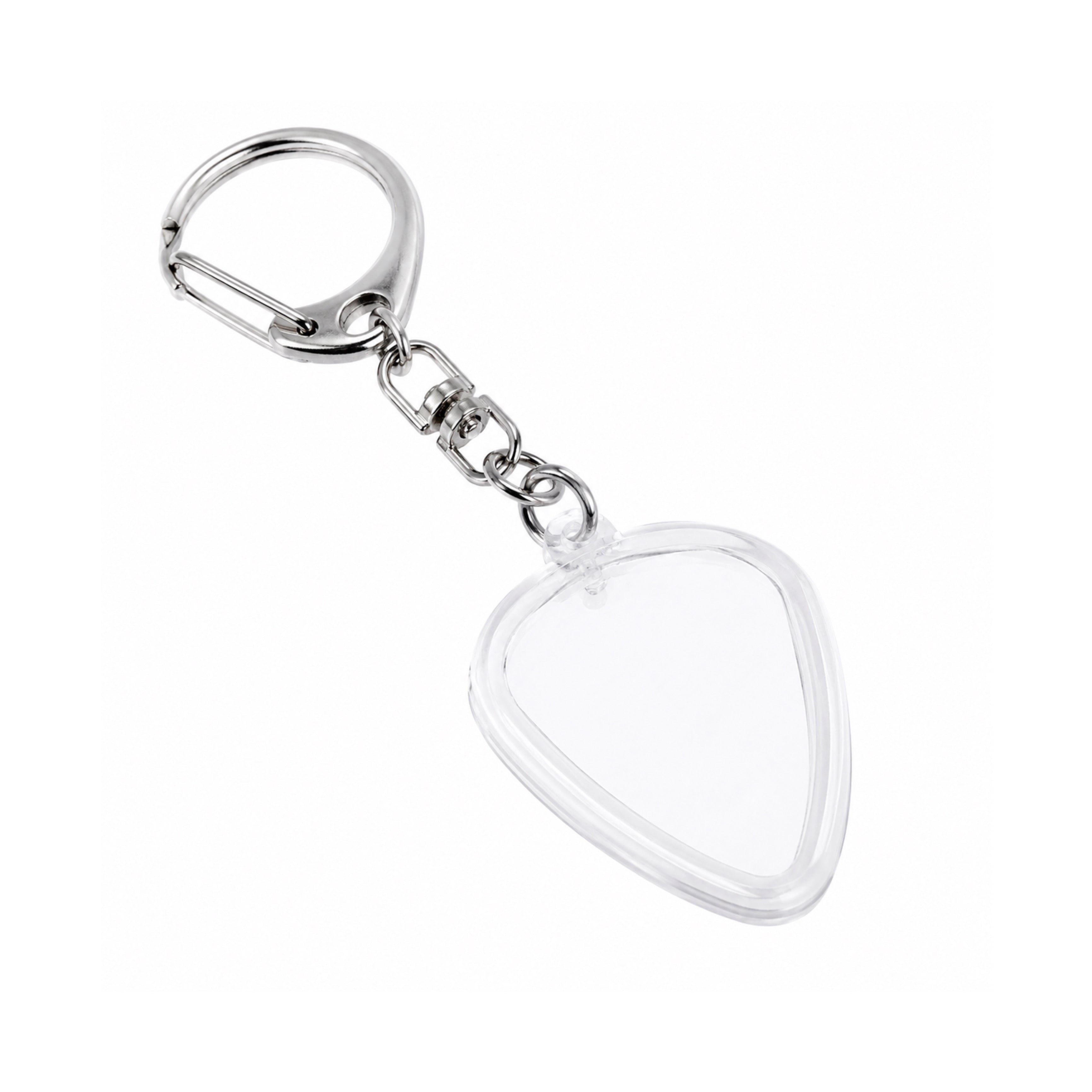 Heart Guitar Pick Holder Keychain – Clear Storage Case with Keyring