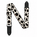 Dalmatian Print Guitar Strap with Black Leather Ends