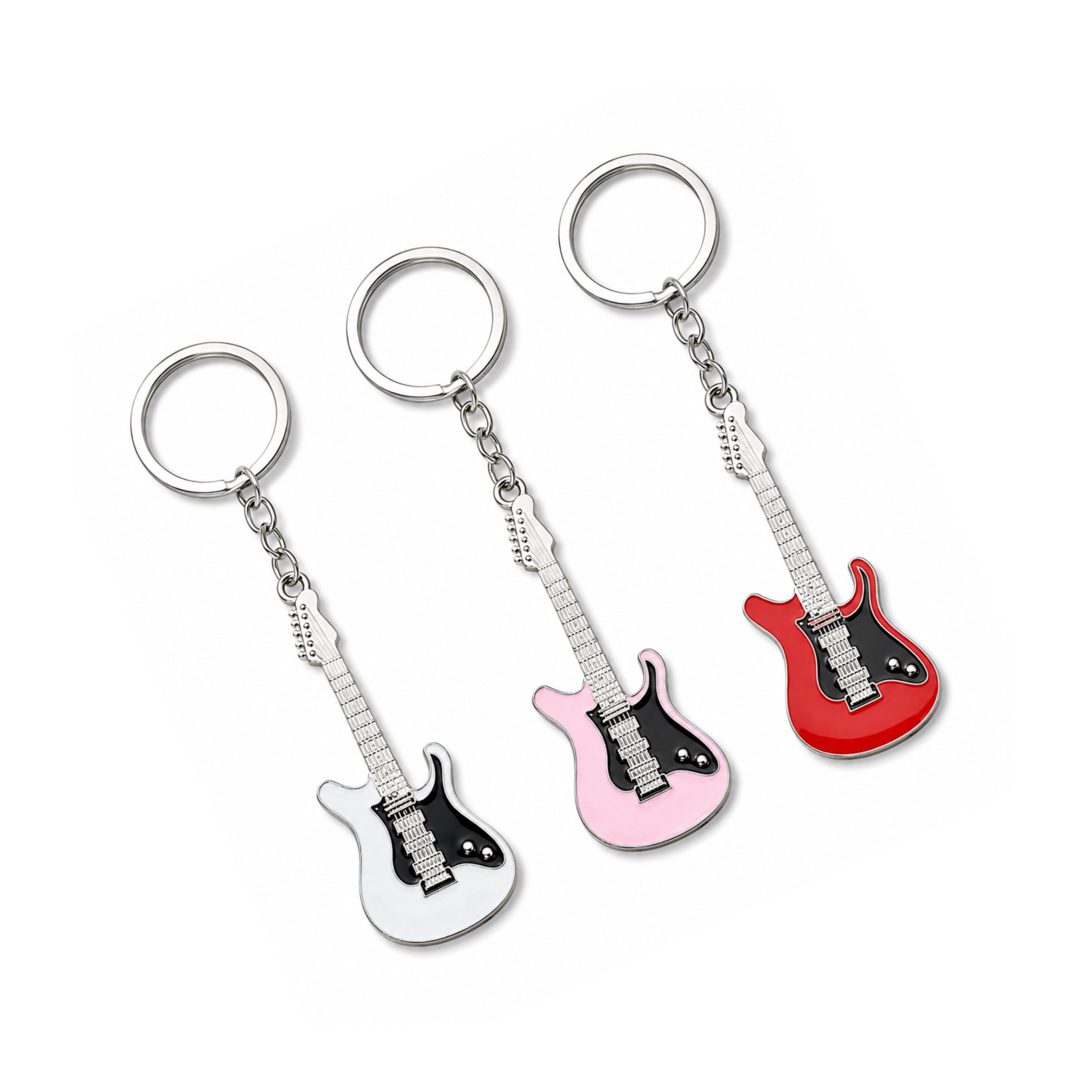 Metal Painted Guitar Keychain – Creative Instrument Pendant Gift