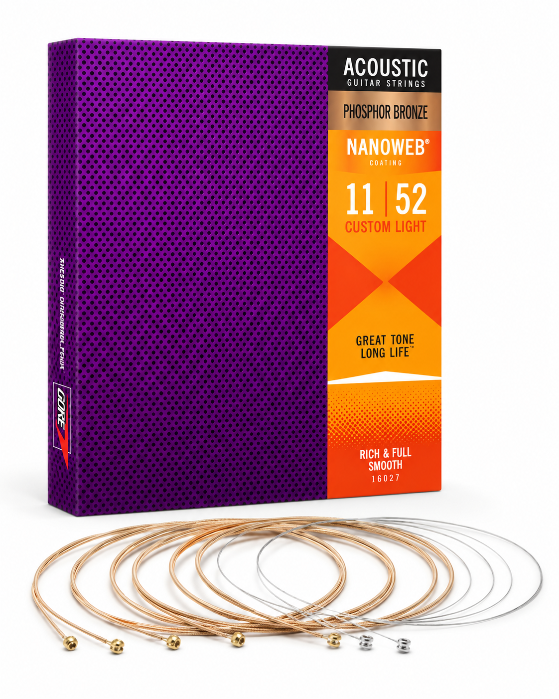 Acoustic Guitar Strings Phosphor Bronze 11-52 Custom Light Nanoweb