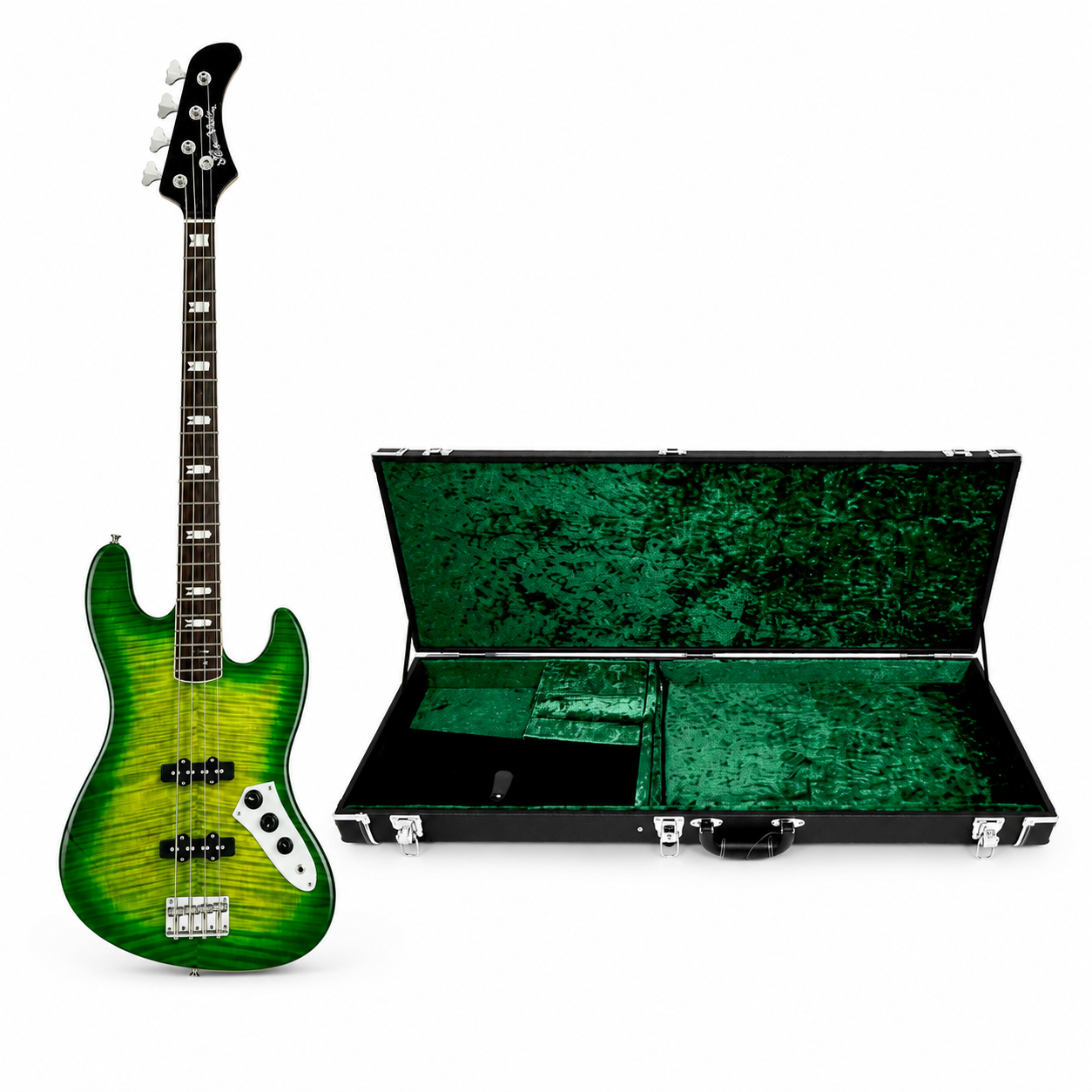 Hardluck Kings J Bass – Lemon Lime Burst with Hard Case