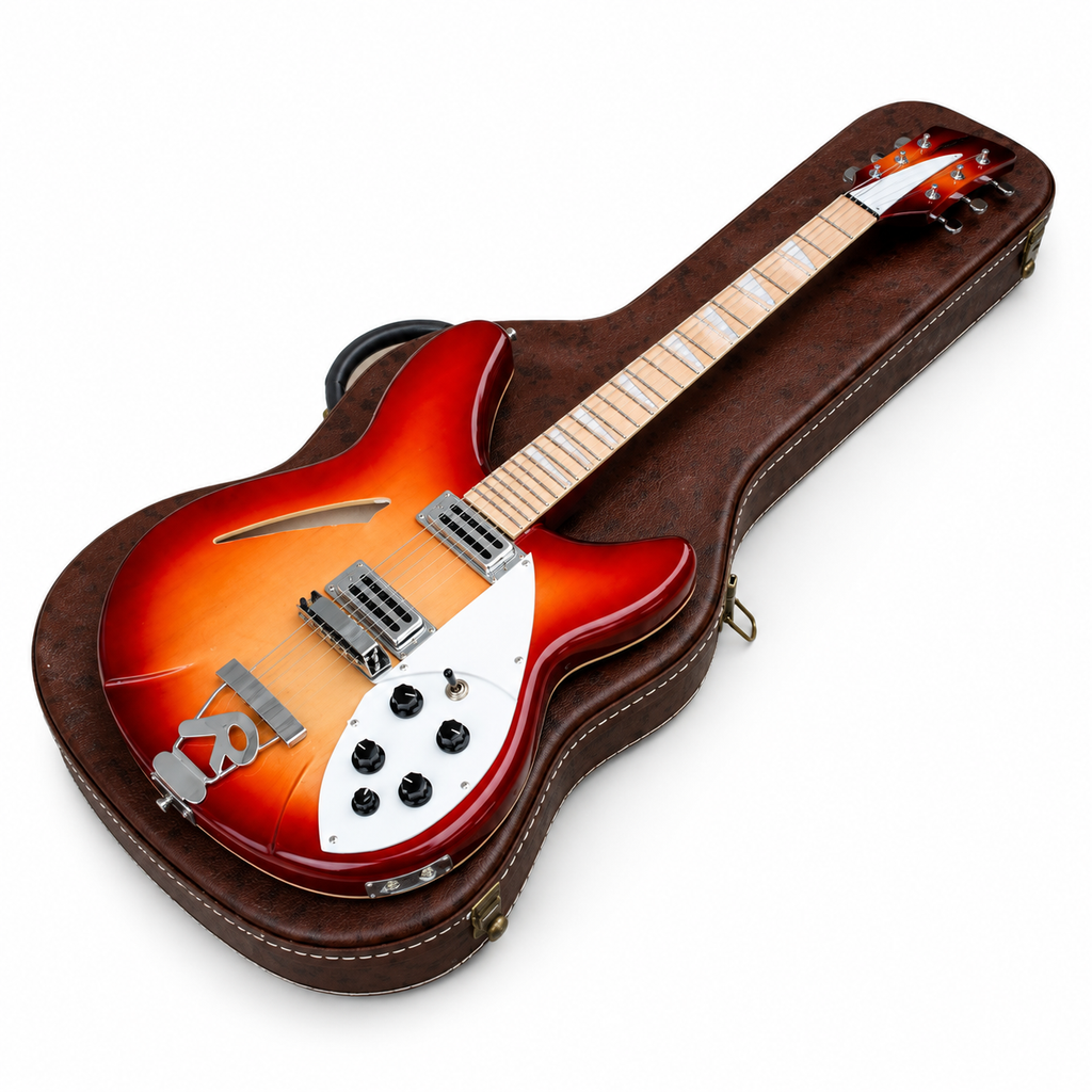 Semi-Hollow CS Electric Guitar with Hard Case – Maple Fretboard