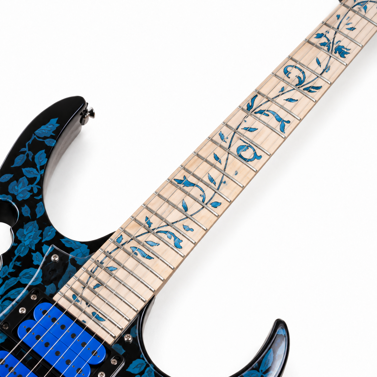 Blue Electric Guitar – Floyd Rose-Style Bridge, Chrome Hardware