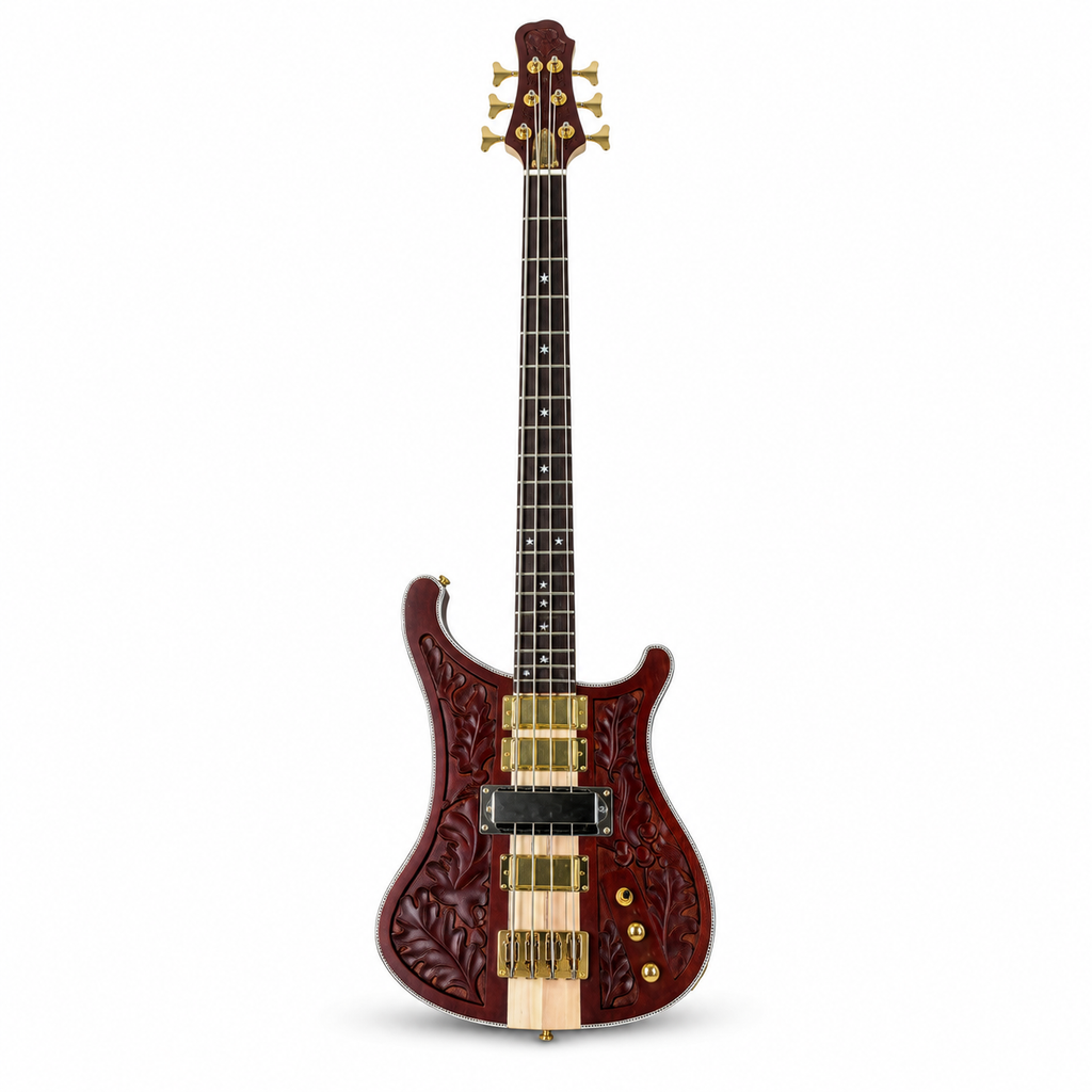 4003-Style Carved Electric Bass – Brown Finish