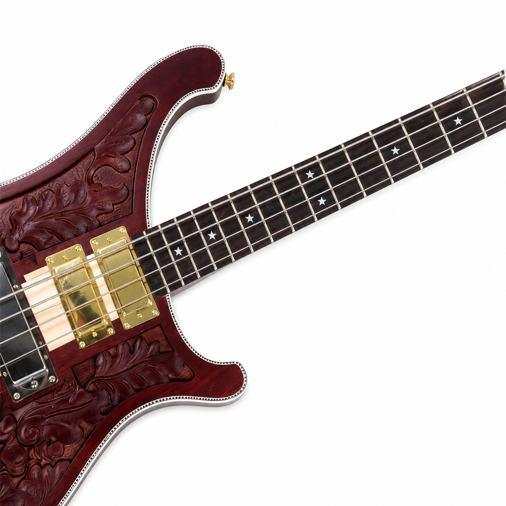 4003-Style Carved Electric Bass – Brown Finish