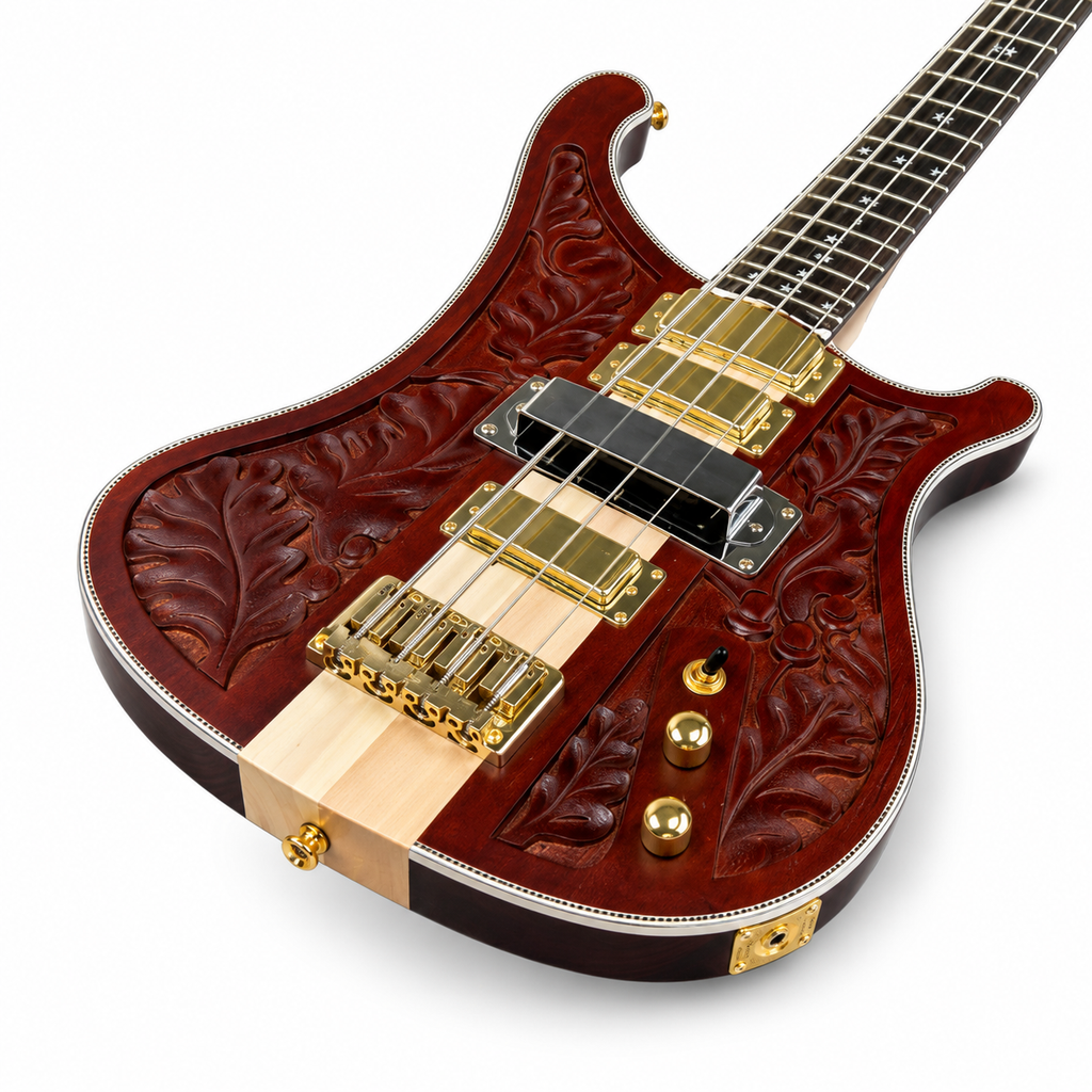 4003-Style Carved Electric Bass – Brown Finish
