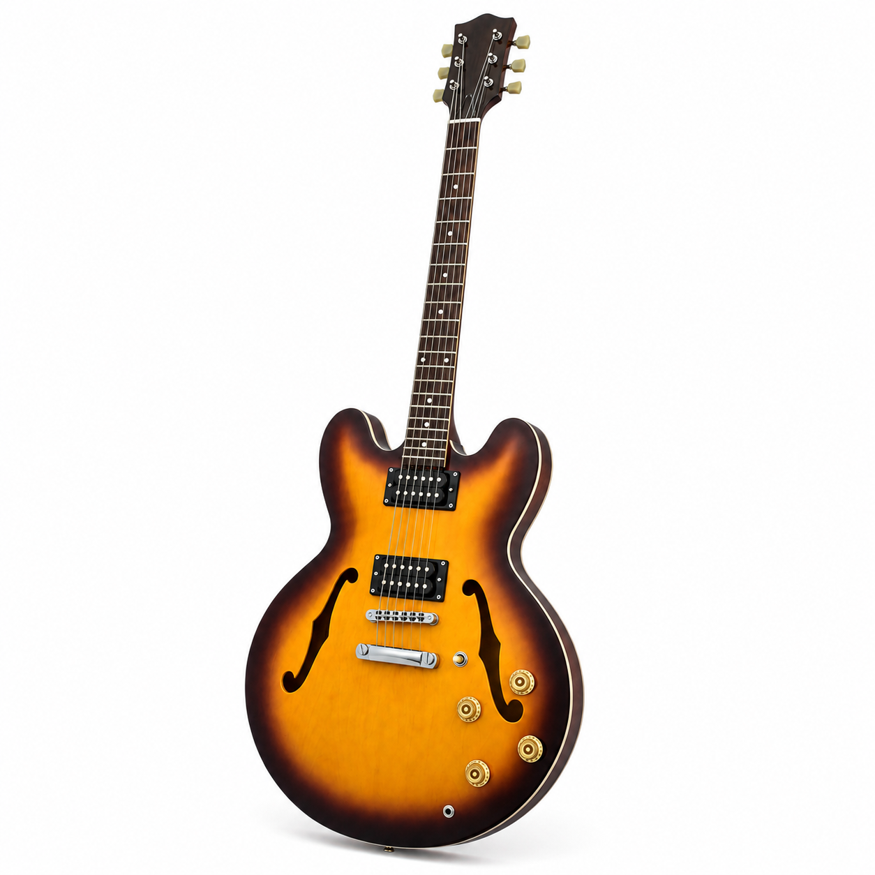 F-Hole Semi-Hollow Electric Jazz Guitar – Ebony Fingerboard