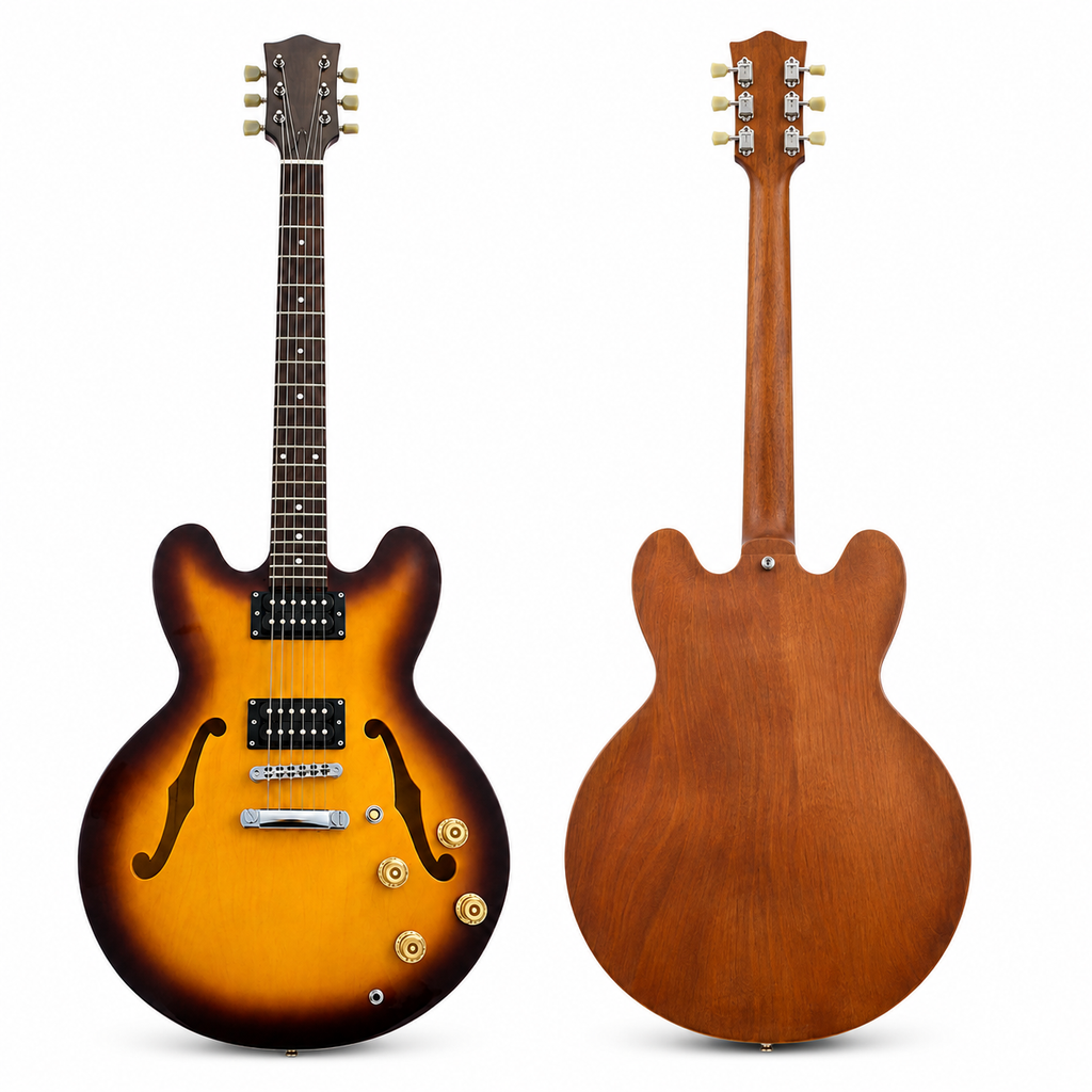 F-Hole Semi-Hollow Electric Jazz Guitar – Ebony Fingerboard