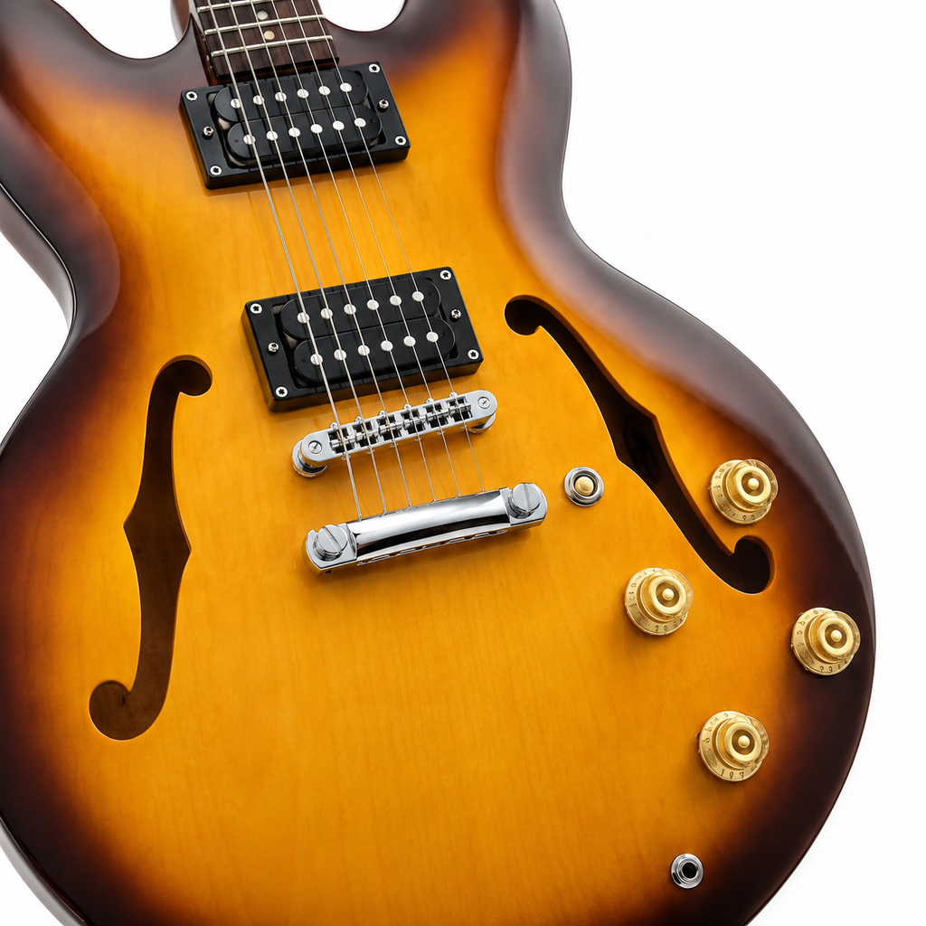 F-Hole Semi-Hollow Electric Jazz Guitar – Ebony Fingerboard