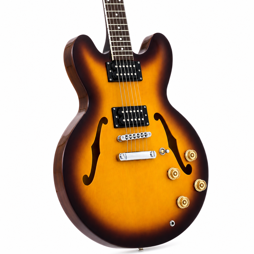 F-Hole Semi-Hollow Electric Jazz Guitar – Ebony Fingerboard