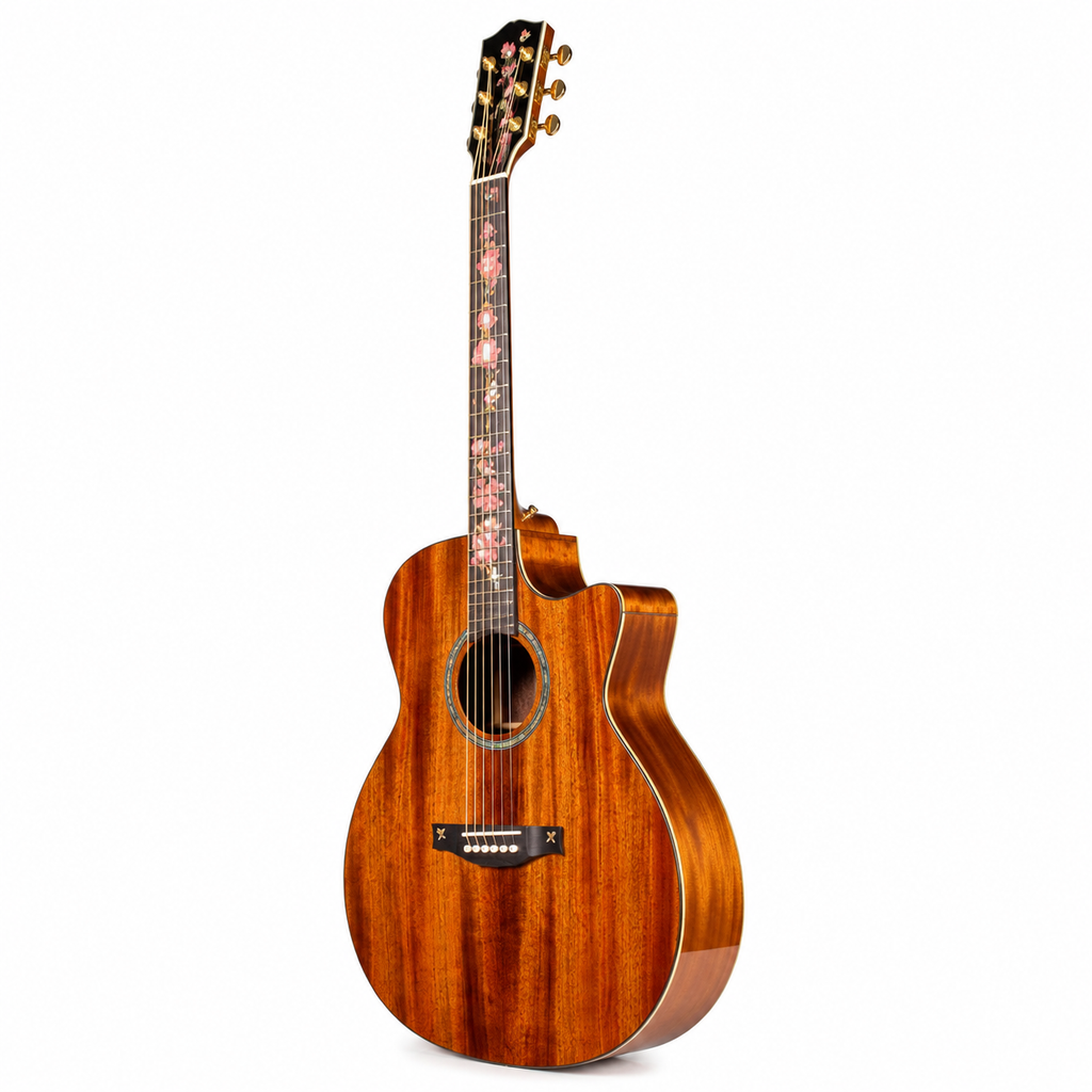 40-Inch Handmade All-Solid Mahogany Acoustic Guitar
