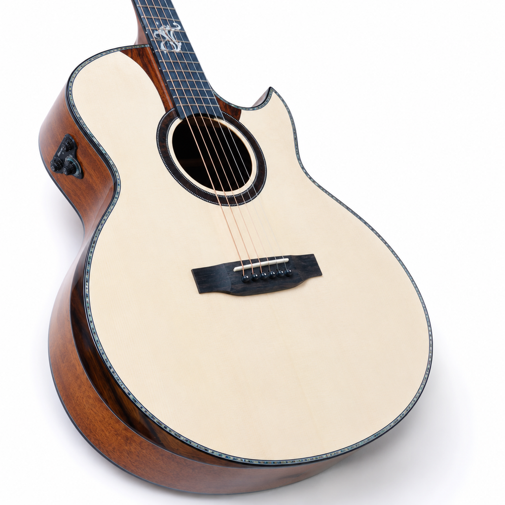 Geake 40" Solid Spruce Acoustic Guitar | Mahogany & Rosewood | Special Design | Great Value