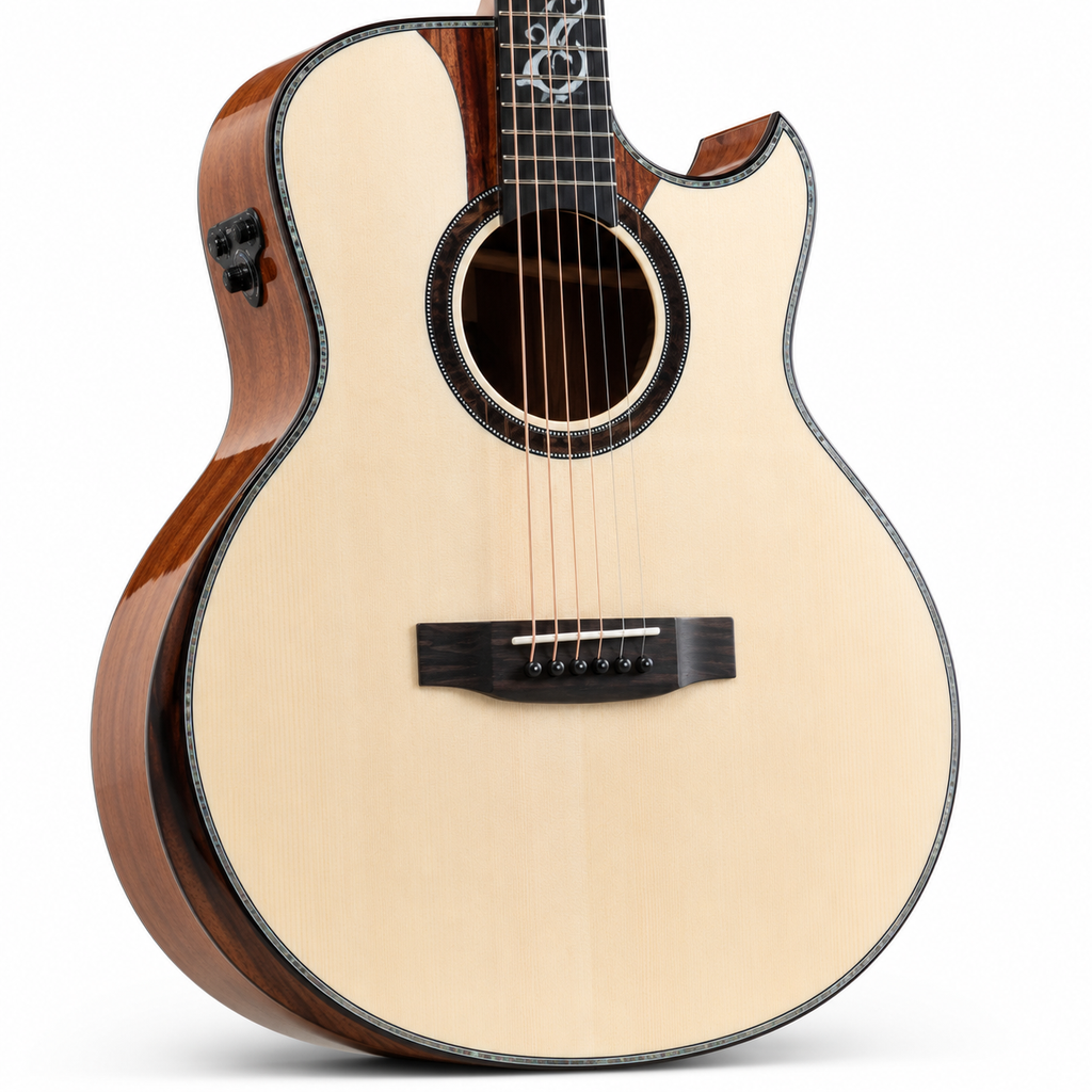 Geake 40" Solid Spruce Acoustic Guitar | Mahogany & Rosewood | Special Design | Great Value