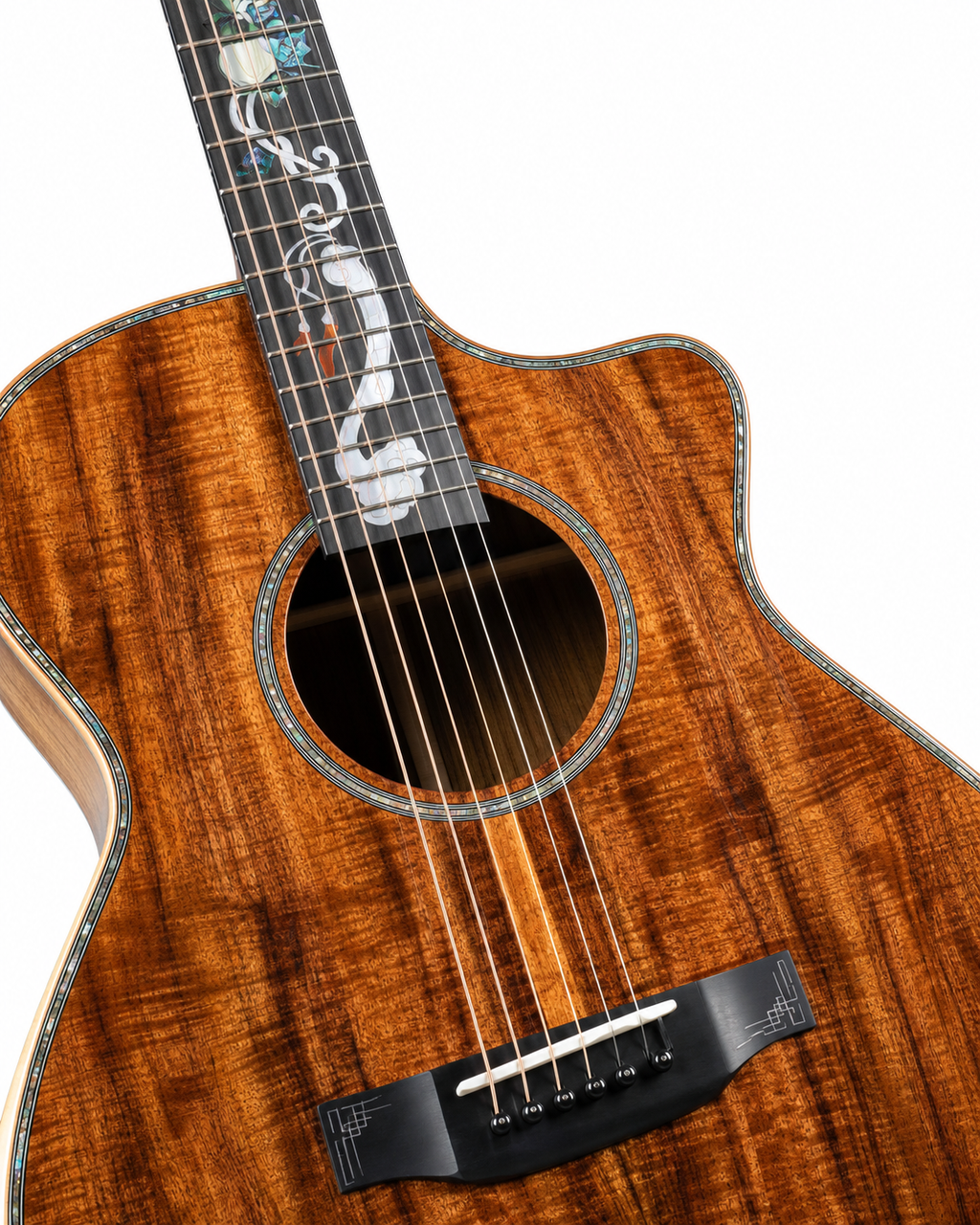 All-Solid Koa Acoustic Guitar | Cutaway Body | Handmade | Mahogany, Maple, Rosewood & Sapele Tonewoods | Satin Matte Finish | Professional Quality