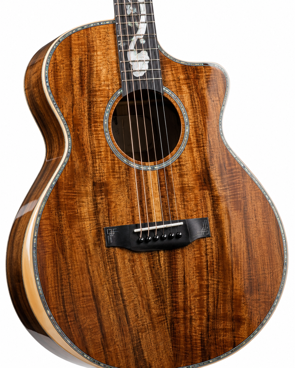All-Solid Koa Acoustic Guitar | Cutaway Body | Handmade | Mahogany, Maple, Rosewood & Sapele Tonewoods | Satin Matte Finish | Professional Quality