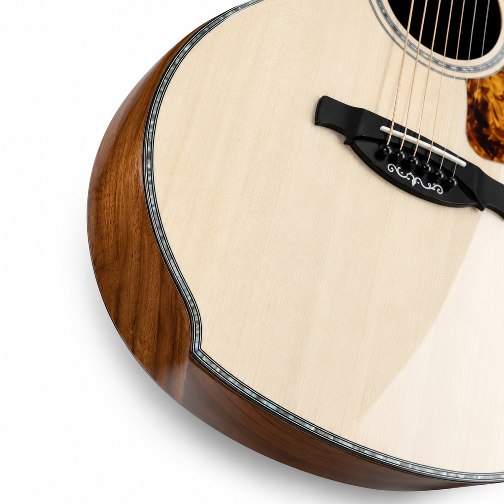Handmade All-Solid Acoustic Guitar | Solid Spruce Top & Mahogany Back/Sides | 6-String Cutaway | Professional Grade | Warm Resonant Tone