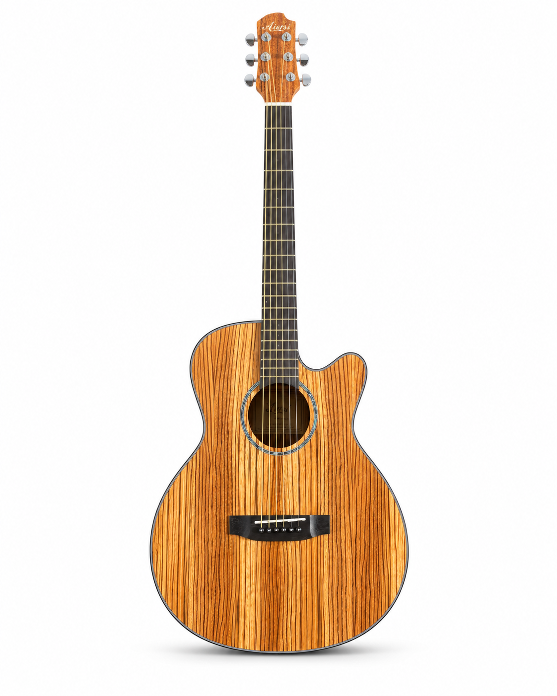Aiersi OM Zebra Wood Cutaway Acoustic Guitar | Premium Gloss Finish