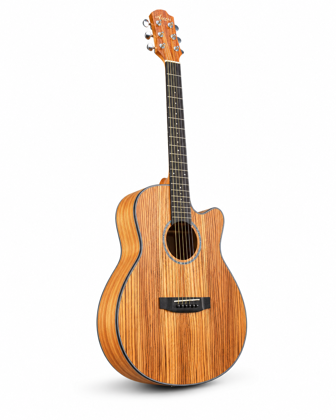 Aiersi OM Zebra Wood Cutaway Acoustic Guitar | Premium Gloss Finish