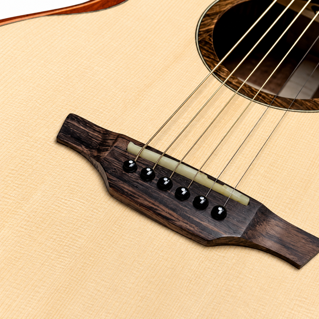 41" Handcrafted Acoustic Guitar | All-Solid Spruce & Mahogany | High-Gloss Finish | Built-in Resonance EQ