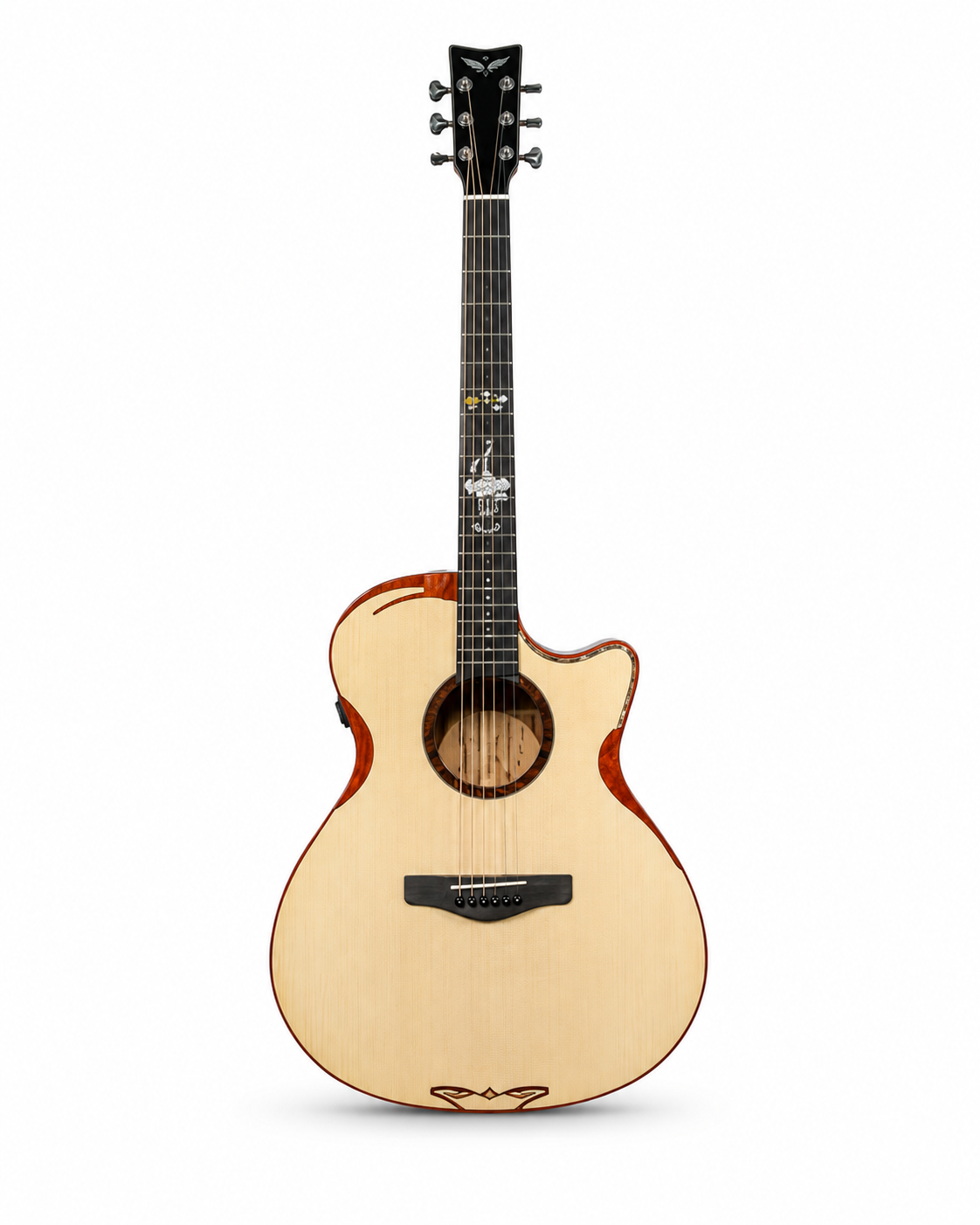 41" Handcrafted Acoustic Guitar | All-Solid Spruce & Mahogany | High-Gloss Finish | Built-in Resonance EQ