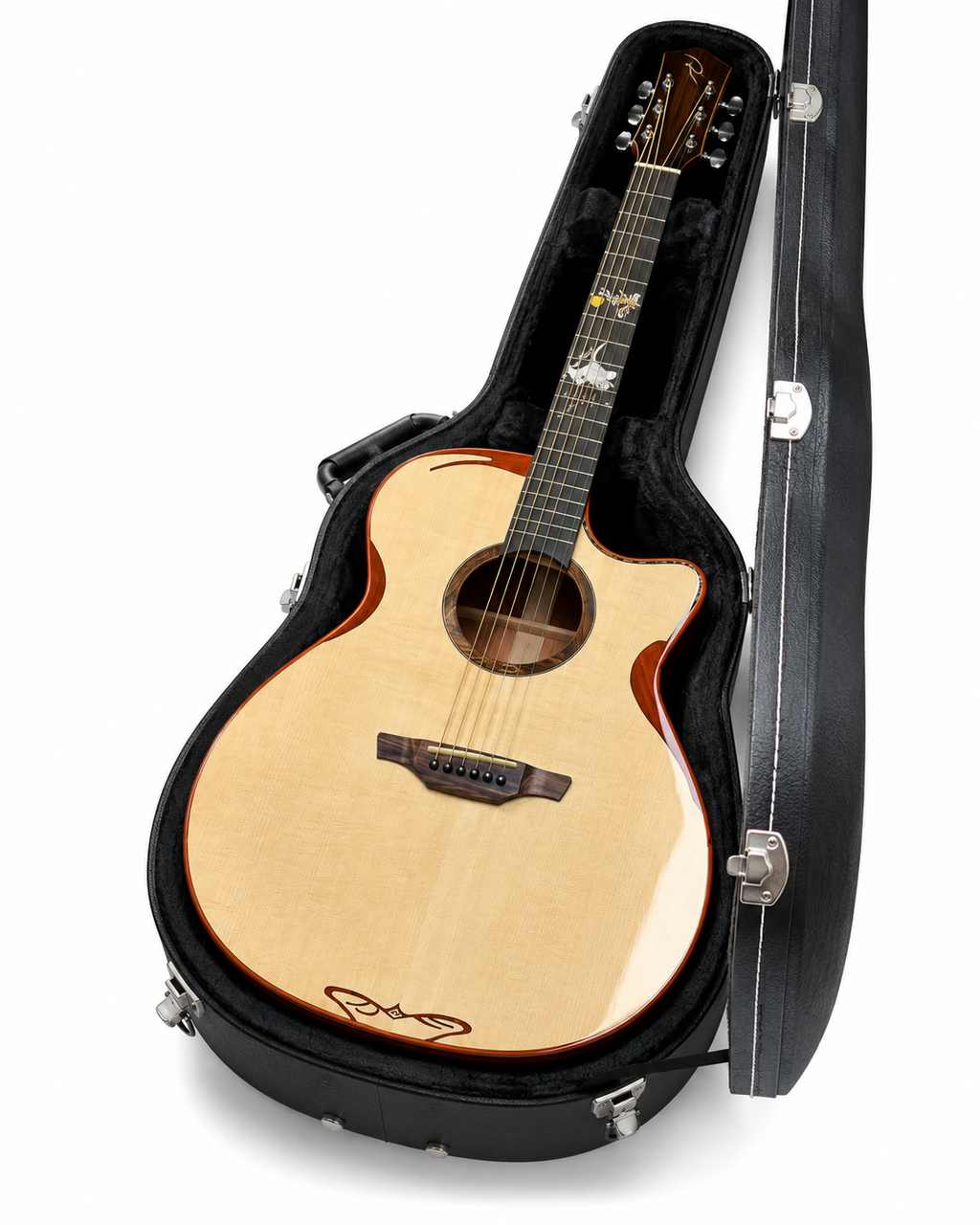 41" Handcrafted Acoustic Guitar | All-Solid Spruce & Mahogany | High-Gloss Finish | Built-in Resonance EQ