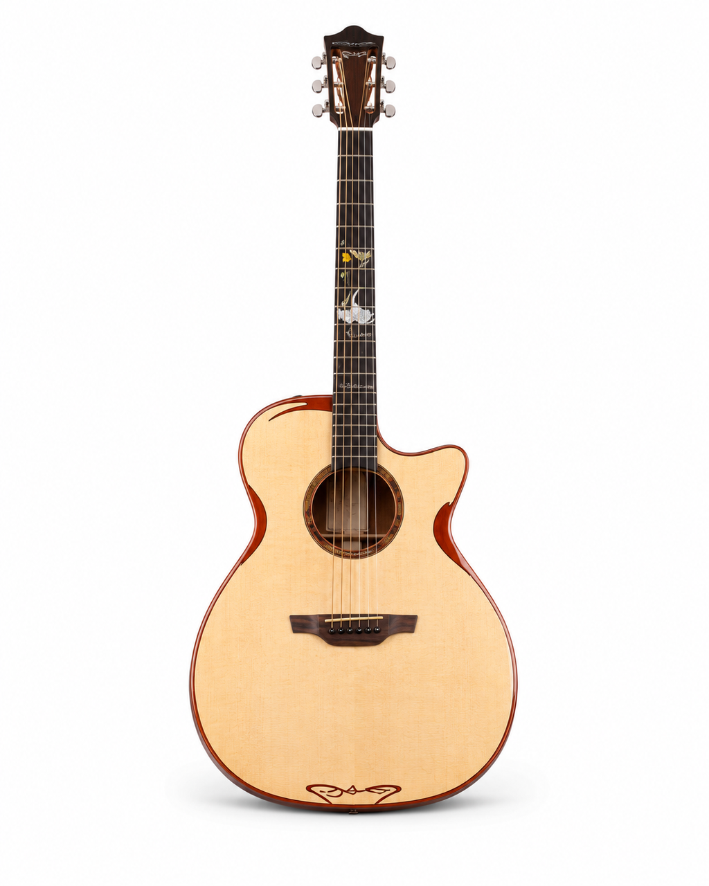 41" Handcrafted Acoustic Guitar | All-Solid Spruce & Mahogany | High-Gloss Finish | Built-in Resonance EQ