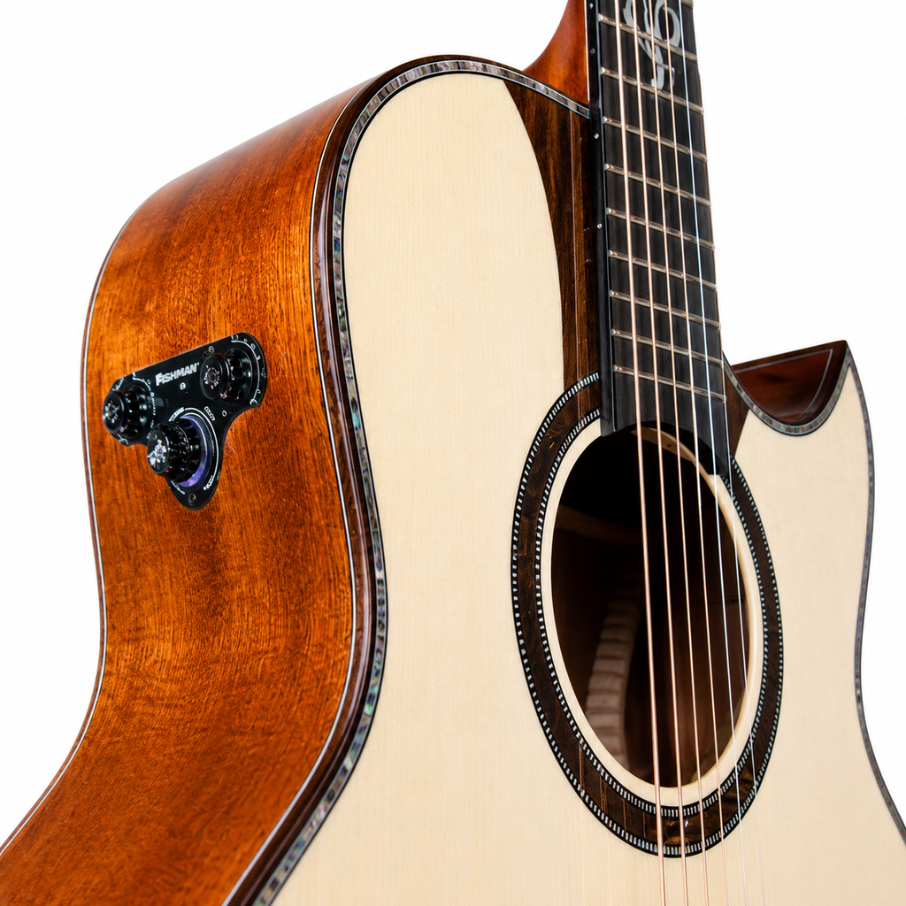 G-1601 Acoustic Guitar 40" All-Solid Handmade | Cutaway Body | High Gloss Finish