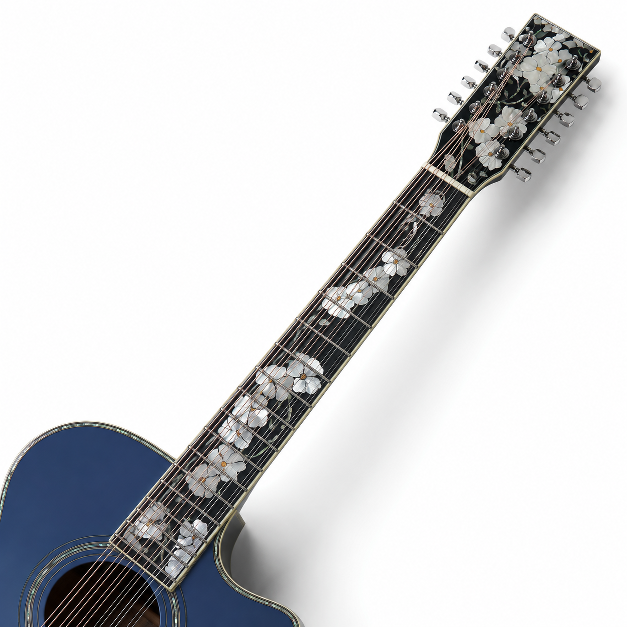 Custom Handcrafted OM 12-String Acoustic Guitar — Solid Spruce Top · Water Ripple Solid Back & Sides