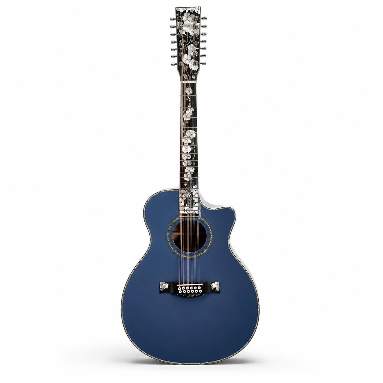 Custom Handcrafted OM 12-String Acoustic Guitar — Solid Spruce Top · Water Ripple Solid Back & Sides