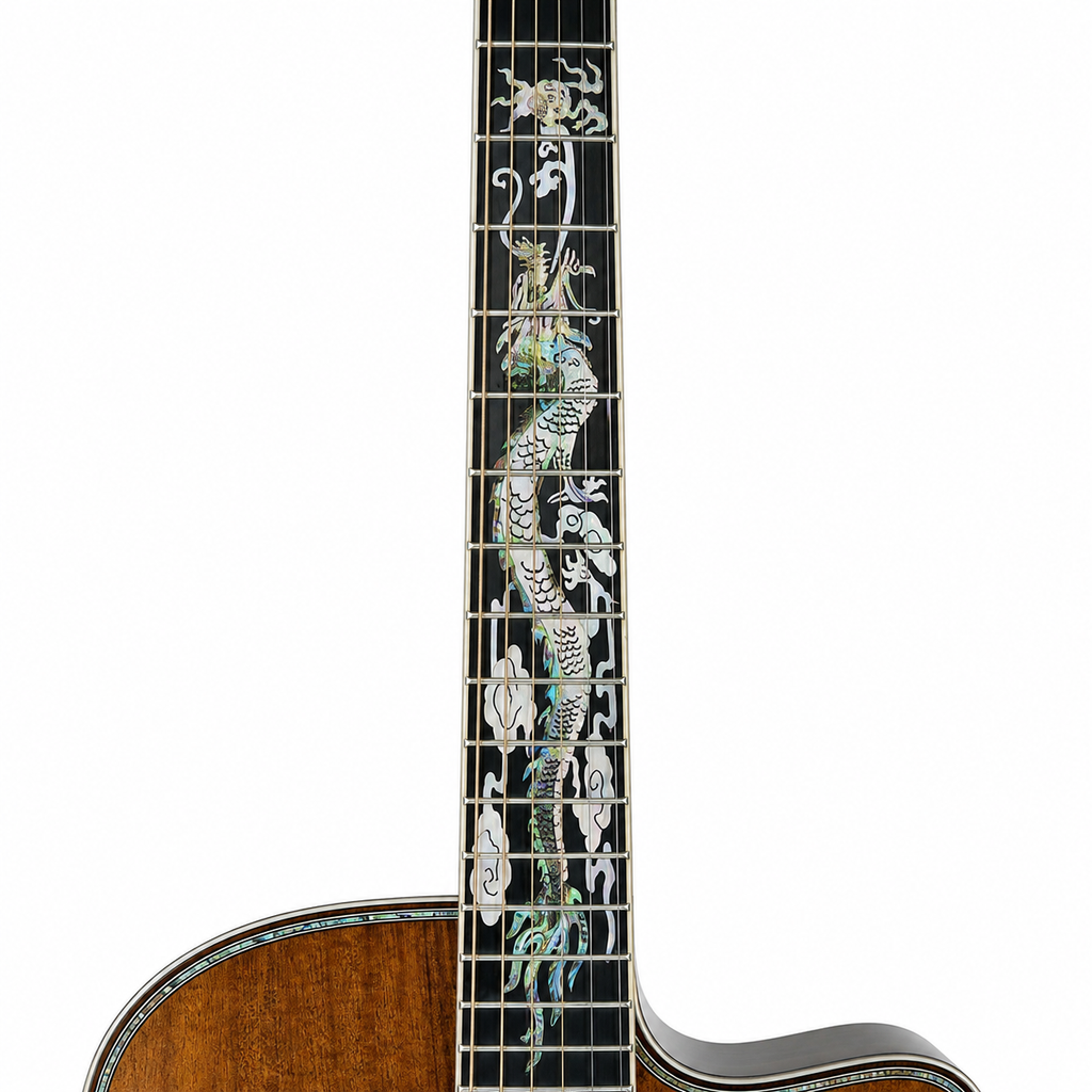 Handmade Professional All-Solid 5A Koa Acoustic Guitar with Rosewood Sides – Premium Quality, Ready to Ship
