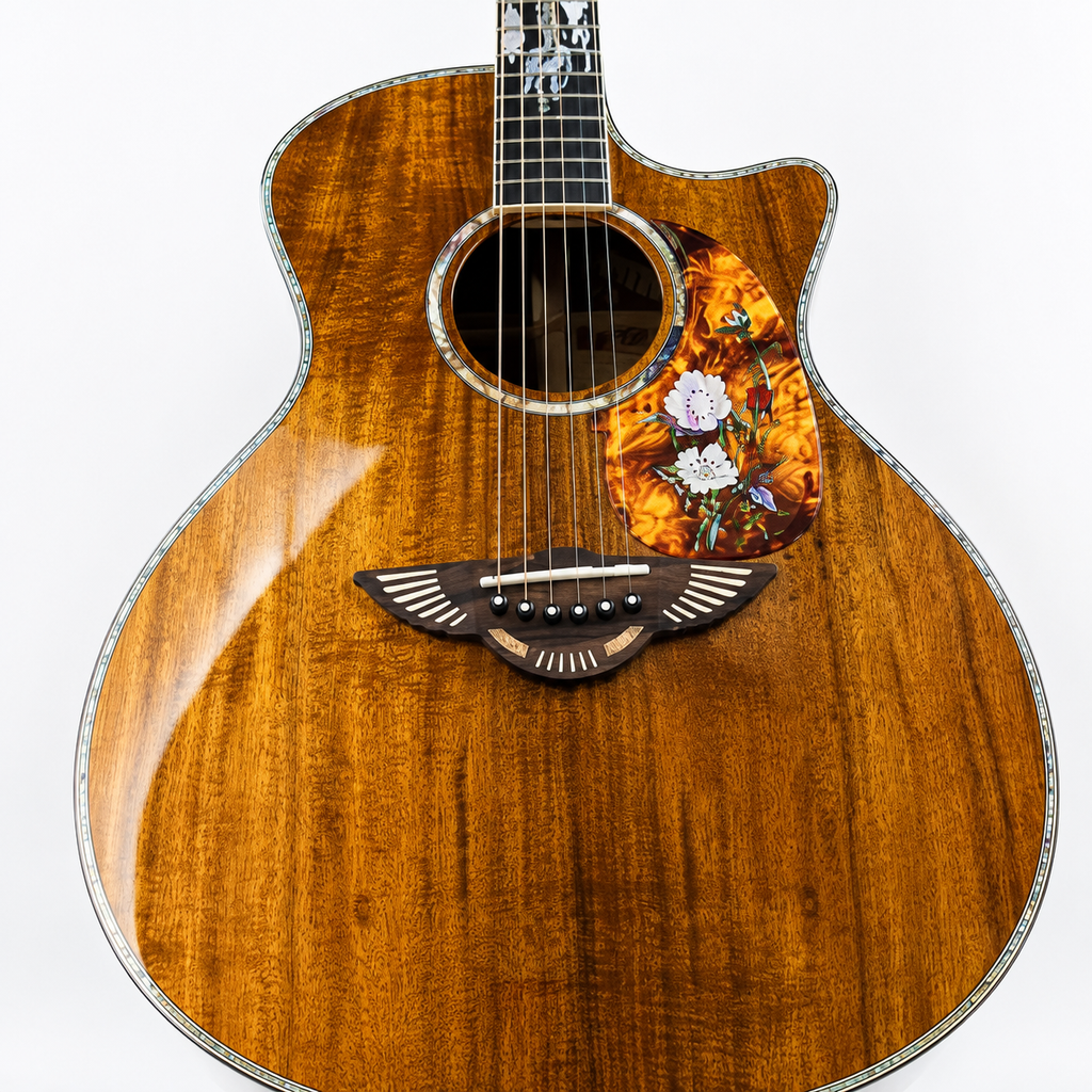 Handmade Professional All-Solid 5A Koa Acoustic Guitar with Rosewood Sides – Premium Quality, Ready to Ship