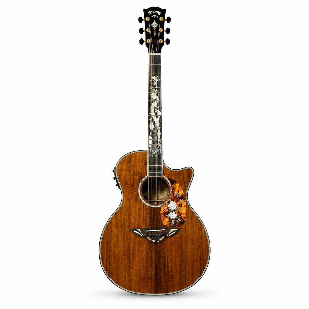Handmade Professional All-Solid 5A Koa Acoustic Guitar with Rosewood Sides – Premium Quality, Ready to Ship