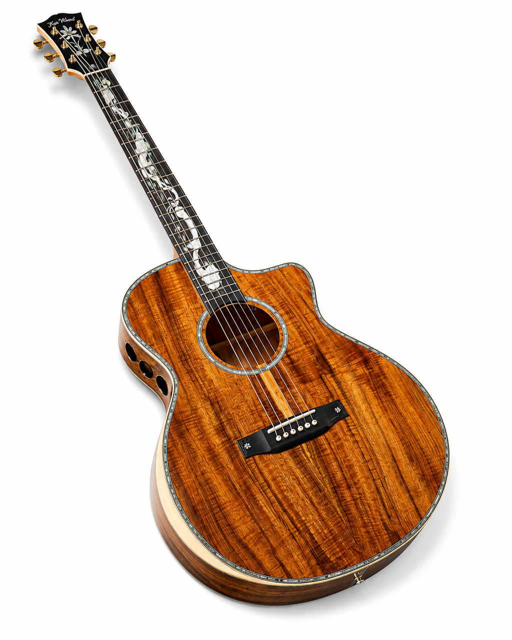 Ready Ship G-1608 High Quality 40-Inch Acoustic Guitar All Solid Koa Wood Cutaway Style Mahogany/Maple/Rosewood Sapele Matt