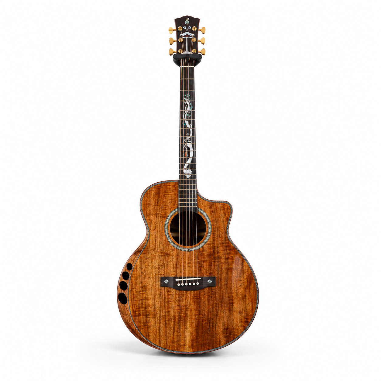 Ready Ship G-1608 High Quality 40-Inch Acoustic Guitar All Solid Koa Wood Cutaway Style Mahogany/Maple/Rosewood Sapele Matt