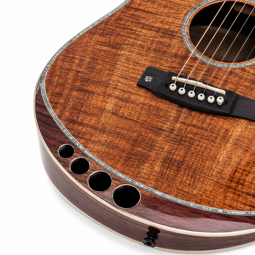 Ready Ship G-1608 High Quality 40-Inch Acoustic Guitar All Solid Koa Wood Cutaway Style Mahogany/Maple/Rosewood Sapele Matt