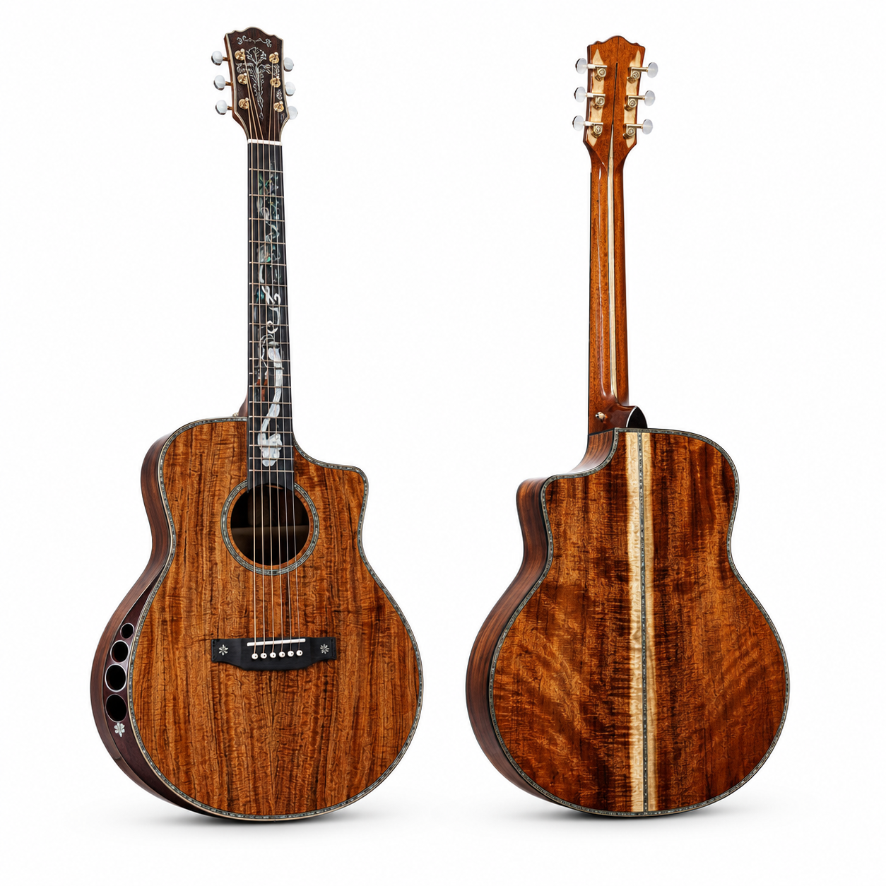 Ready Ship G-1608 High Quality 40-Inch Acoustic Guitar All Solid Koa Wood Cutaway Style Mahogany/Maple/Rosewood Sapele Matt
