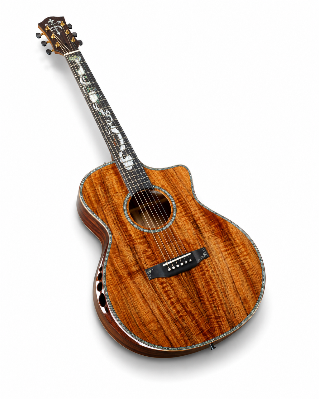 Ready Ship G-1608 High Quality 40-Inch Acoustic Guitar All Solid Koa Wood Cutaway Style Mahogany/Maple/Rosewood Sapele Matt