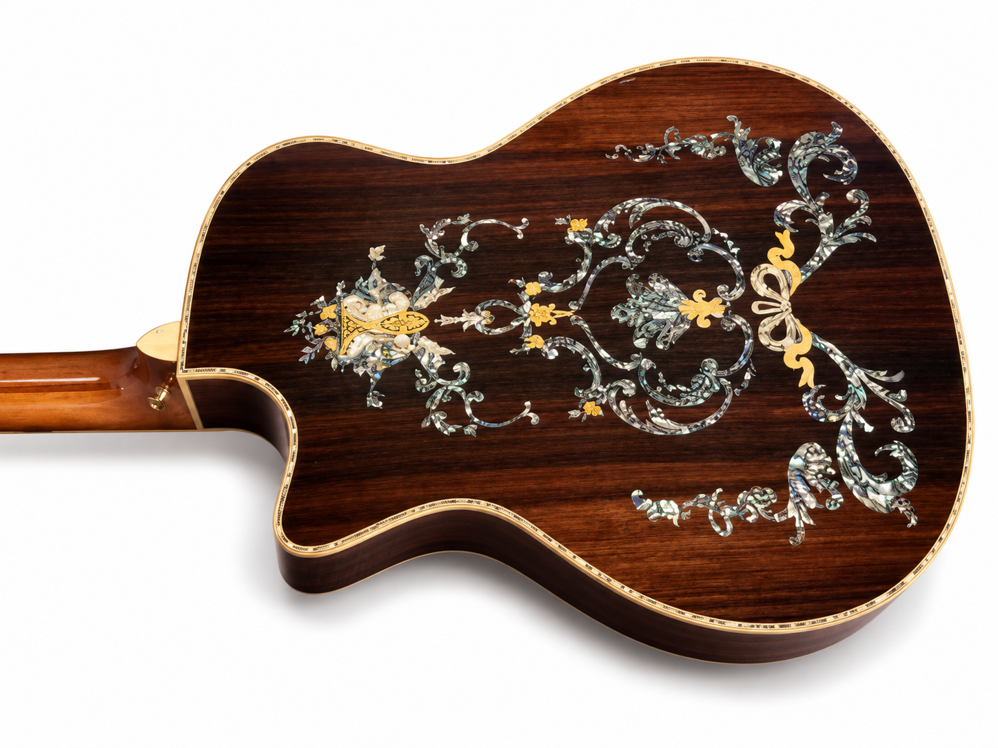 All Solid Beautiful Abalone Inlay Acoustic Guitar with Ebony Fingerboard