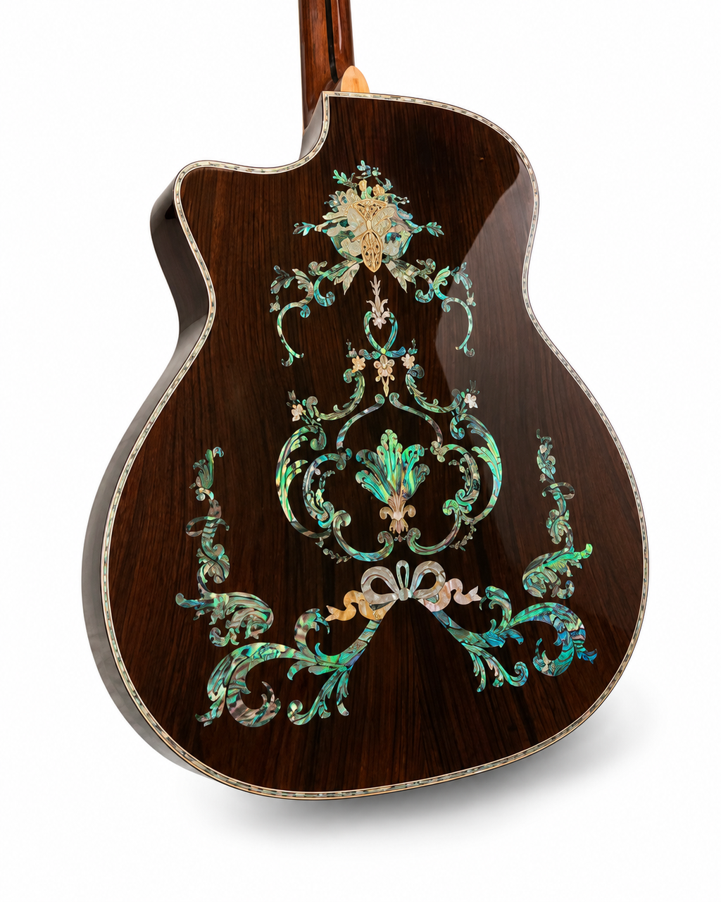 All Solid Beautiful Abalone Inlay Acoustic Guitar with Ebony Fingerboard