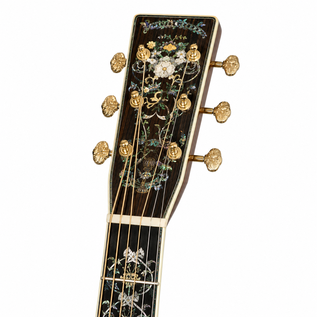 High Quality  41 Inch All Solid Acoustic Guitar with Abalone Decoration on the Back