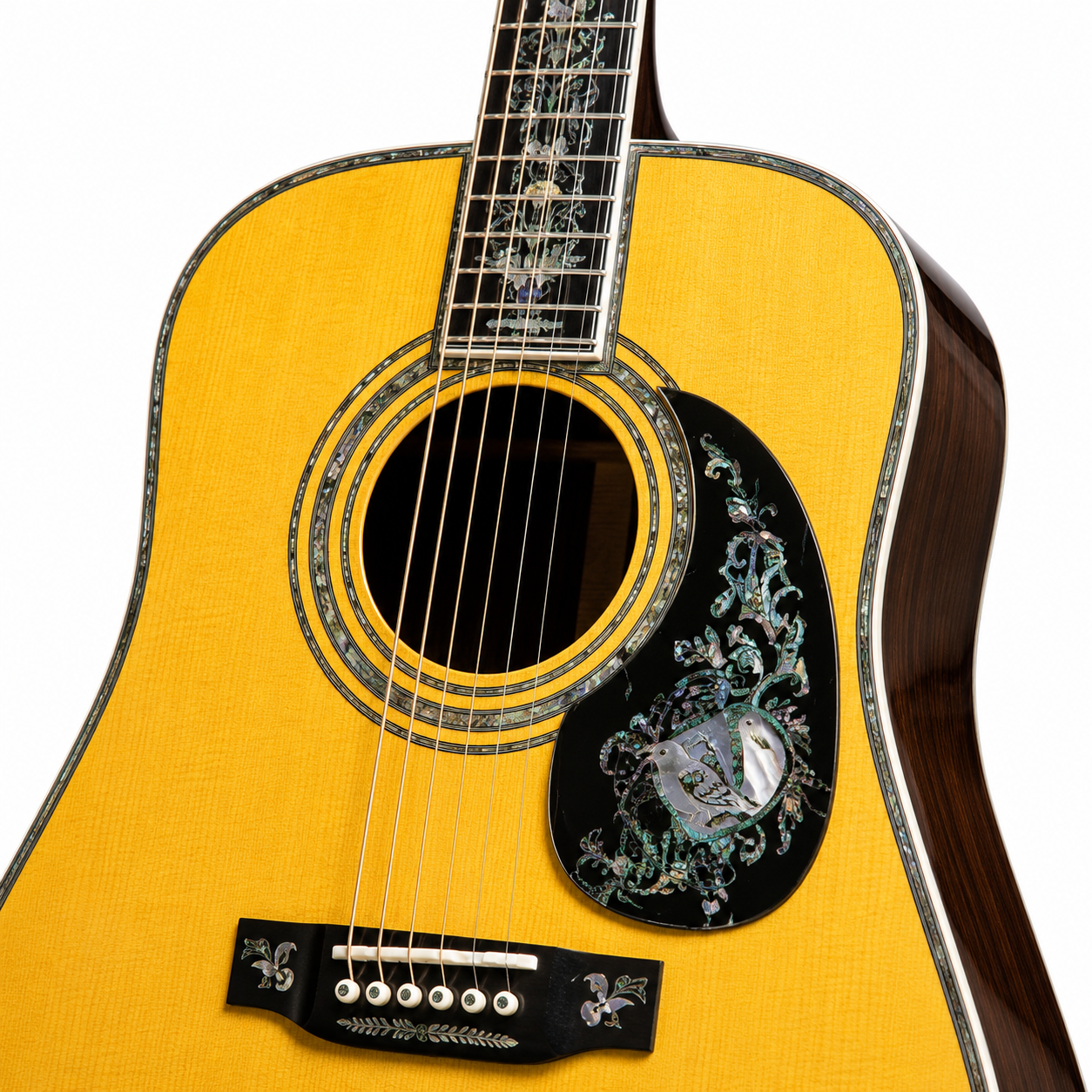 High Quality  41 Inch All Solid Acoustic Guitar with Abalone Decoration on the Back