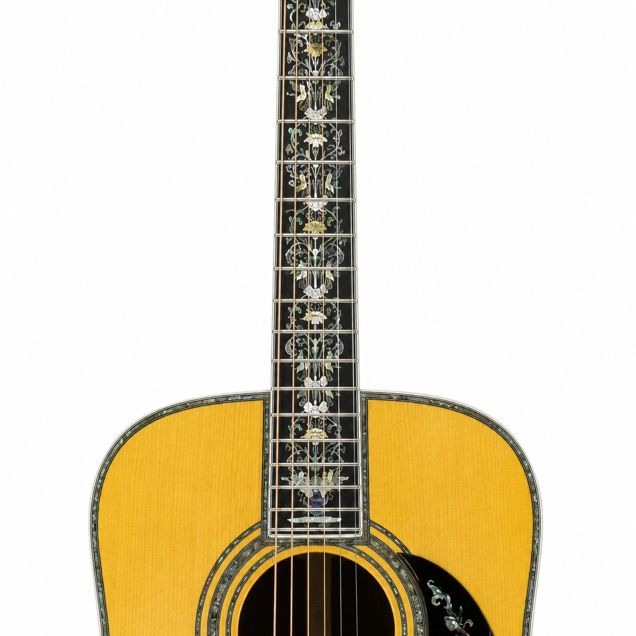 High Quality  41 Inch All Solid Acoustic Guitar with Abalone Decoration on the Back