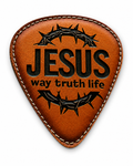 Jesus Leather Guitar Picks Set with Black Pouch