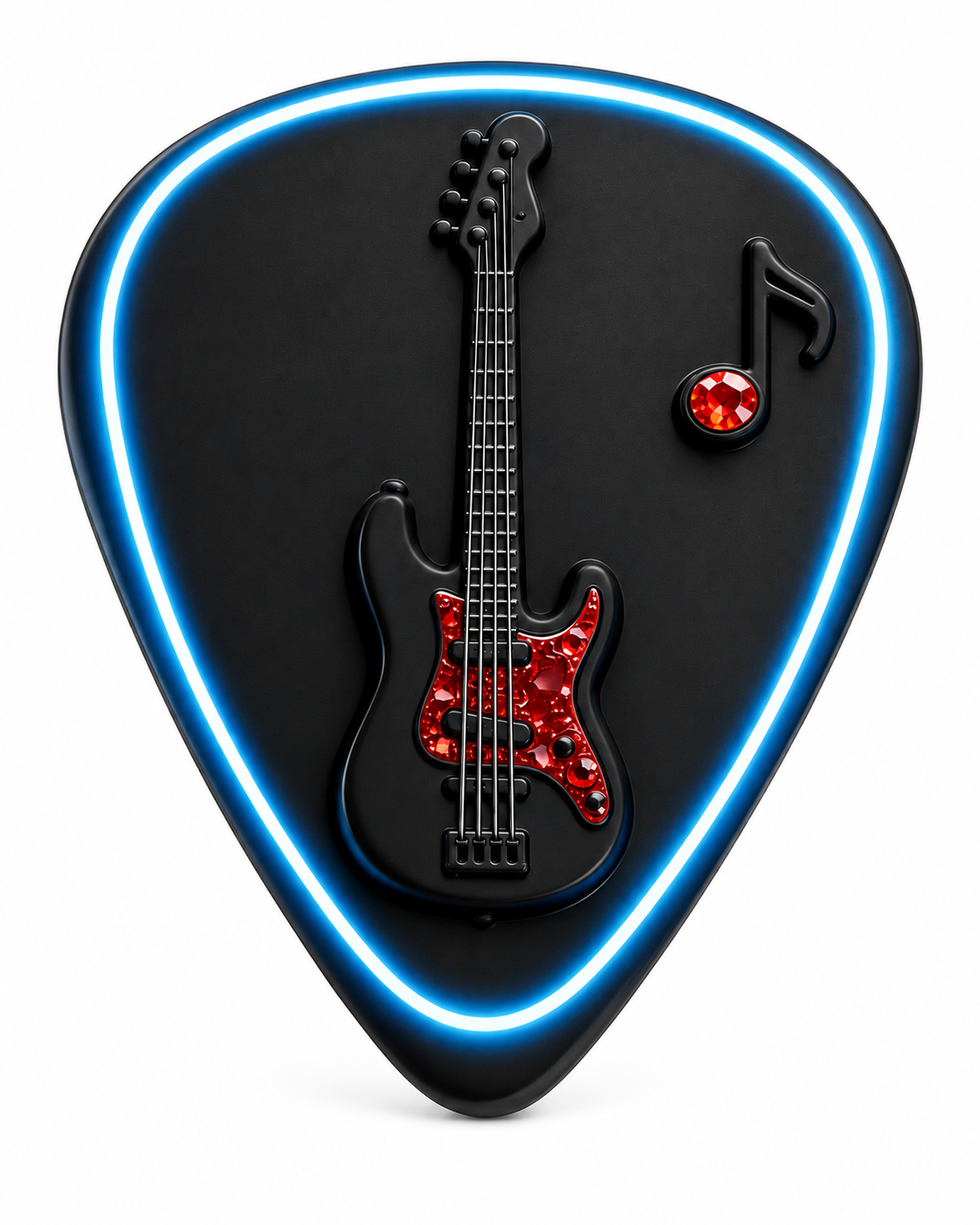 3D Electric Guitar Picks Set with Neon Blue Edge Design