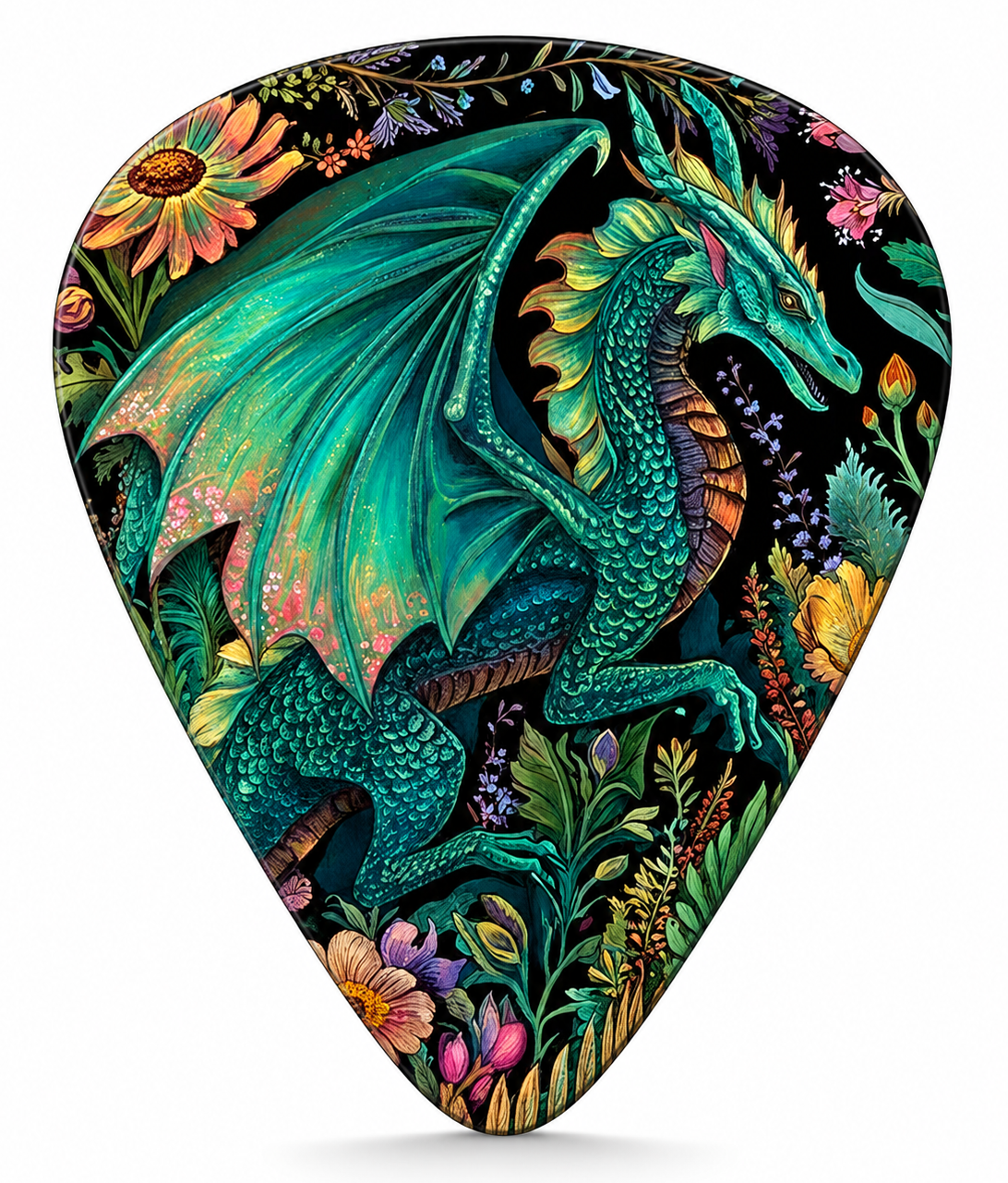 Mystic Emerald Dragon Guitar Pick