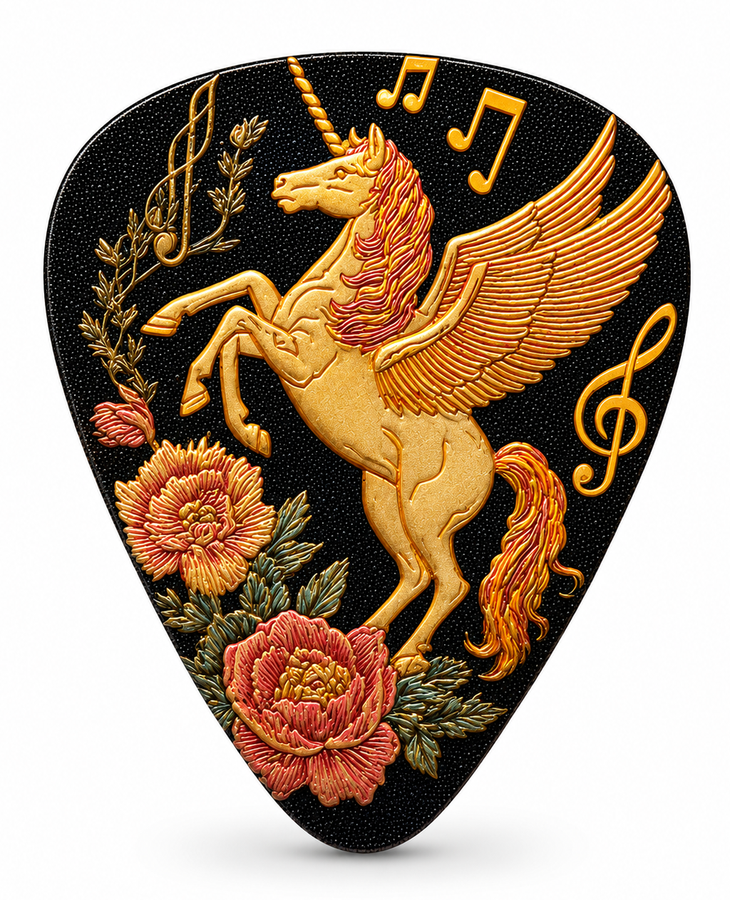 Golden Winged Unicorn Guitar Pick